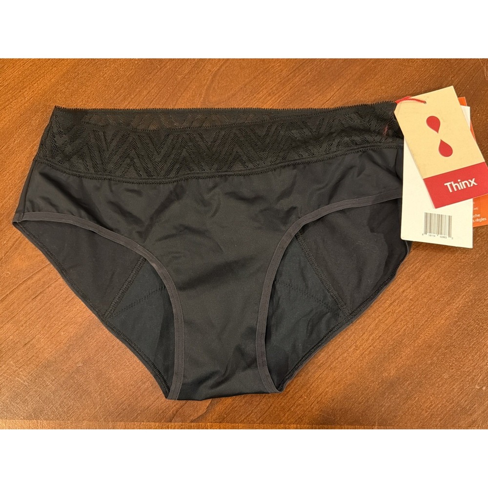 New Thinx Hiphugger Moderate Period Black Underwear Size M